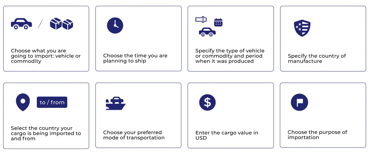 Guide how to use import duties calculator