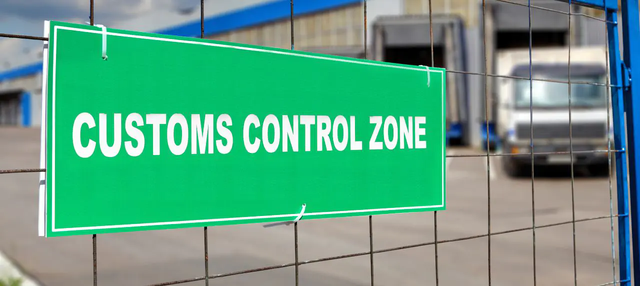 Customs control zone sign