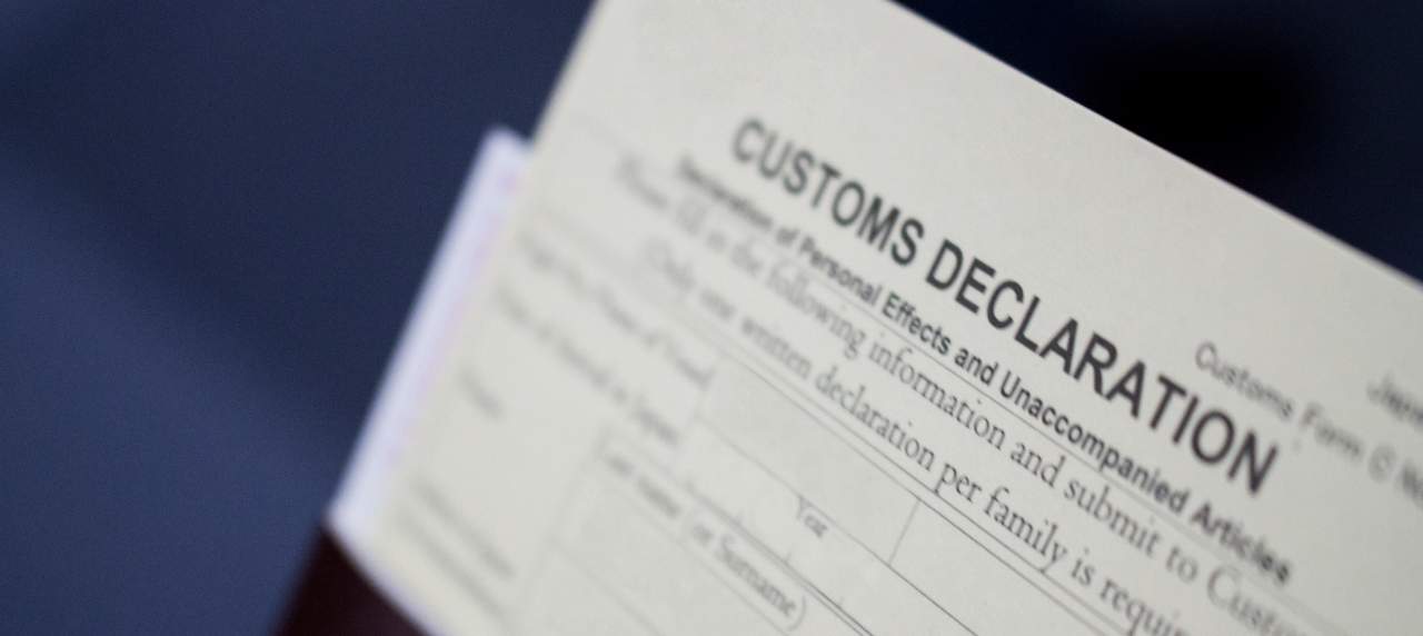 Customs declaration close up